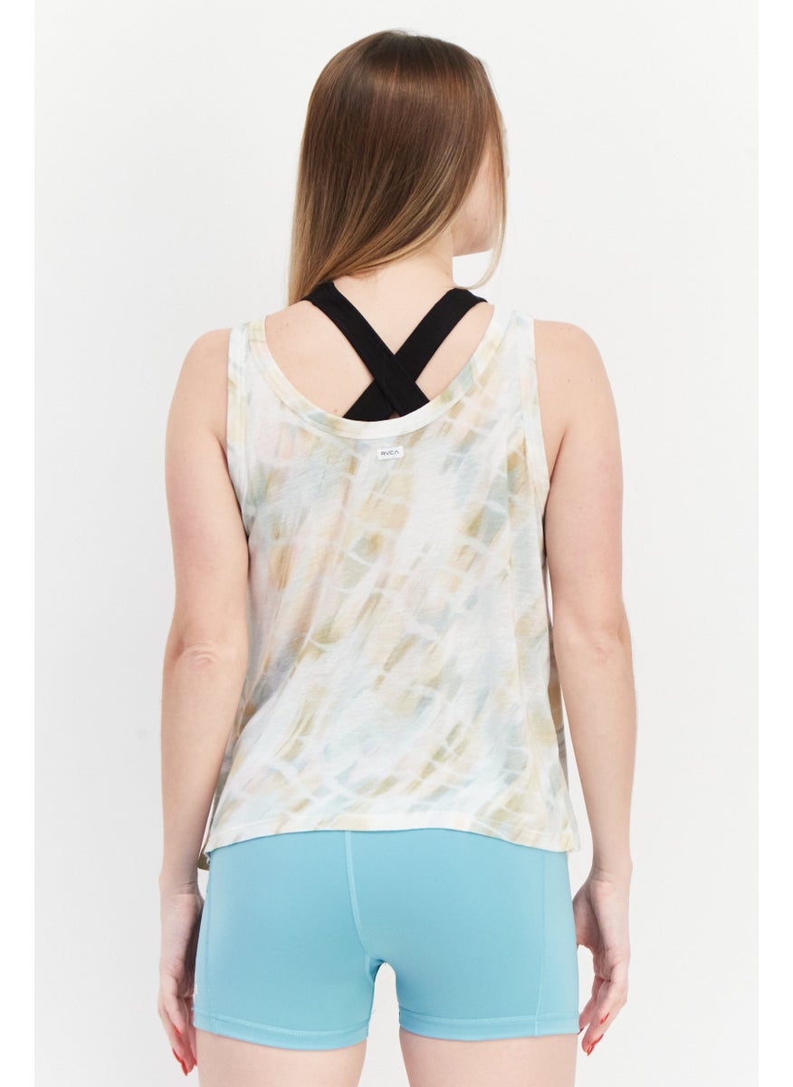 rvca Women U Neck Sleeveless Tie Dye Print Top, Pink Combo  - Image 3