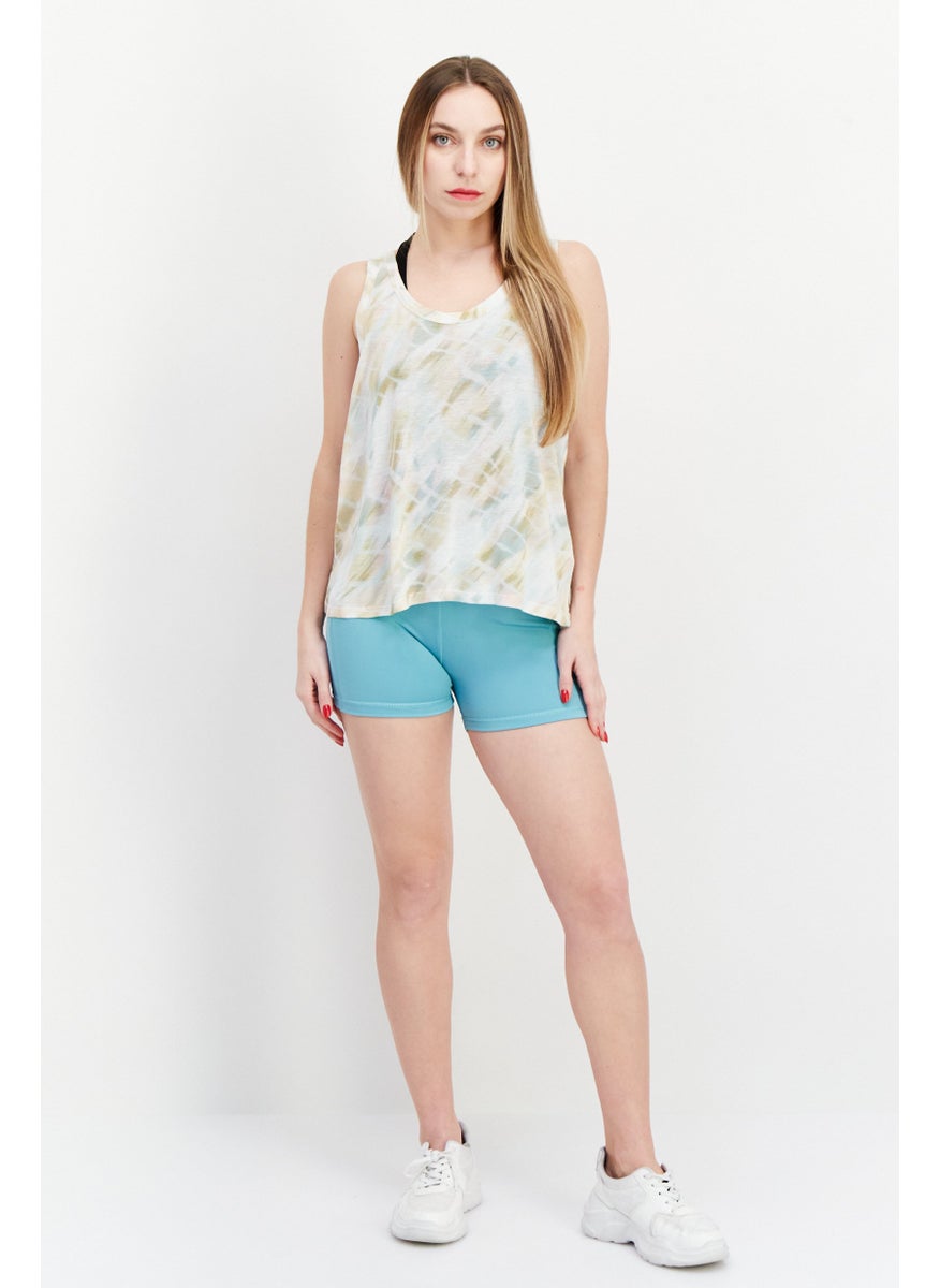 rvca Women U Neck Sleeveless Tie Dye Print Top, Pink Combo  - Image 2