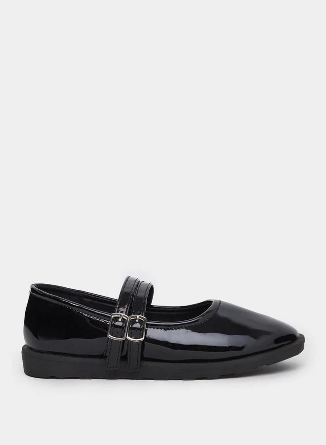 Styli Styli Girls Black Patent Leather Look Mary Jane Shoes