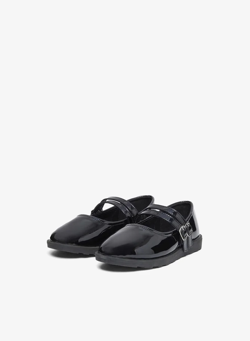 Styli Girls Black Patent Leather Look Mary Jane Shoes