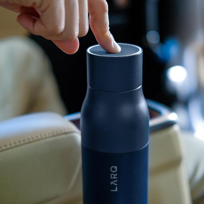LARQ Bottle PureVis 25 oz - Self-Cleaning and Insulated Stainless Steel Water Bottle with UV Water Purifier and Award-winning Design | Reusable & Travel Friendly, Monaco Blue - Image 4