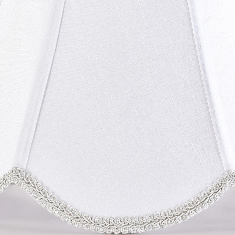 GO&SO White Lamp Shade Medium Scalloped Lamp Shades,6"Top x 13"Bottom x 10.6"Vertical Height,Replacement Lampshades for Table Lamps,Handmade Bell Lamp Shades(Spider),Petal Edge Braid,Easy Assembly - Image 3