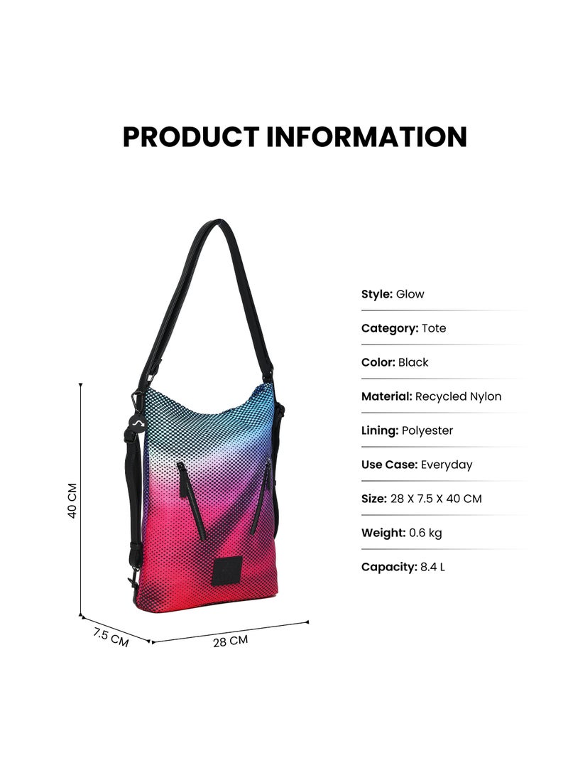 Jumping Cliff Unisex Glow Tote Bag – Water-Resistant, Convertible Tote Backpack, Compact & Lightweight Nylon Shoulder Bag for Men & Women, Fashion Versatile Daily Carry for Laptop & Travel, Sustainable, 8.4L 28 x 7.5 x 40 cm - Image 4