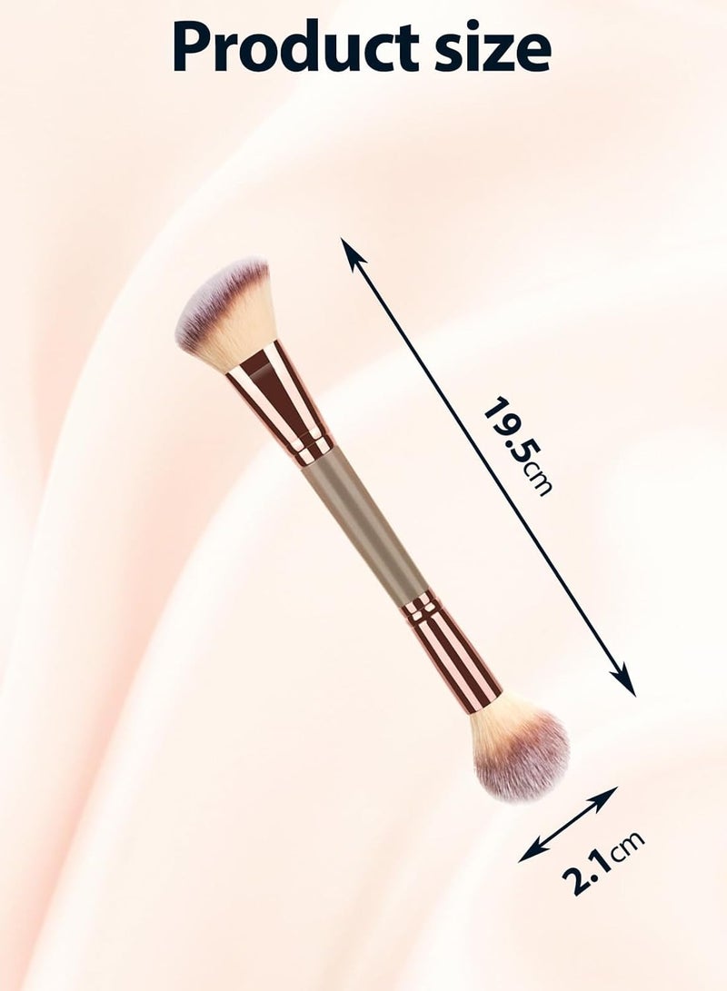 general Double-Ended Foundation Makeup Brush, Angled/Round Top for Liquid, Powder u0026 Cream Blending (Brown) - Image 4