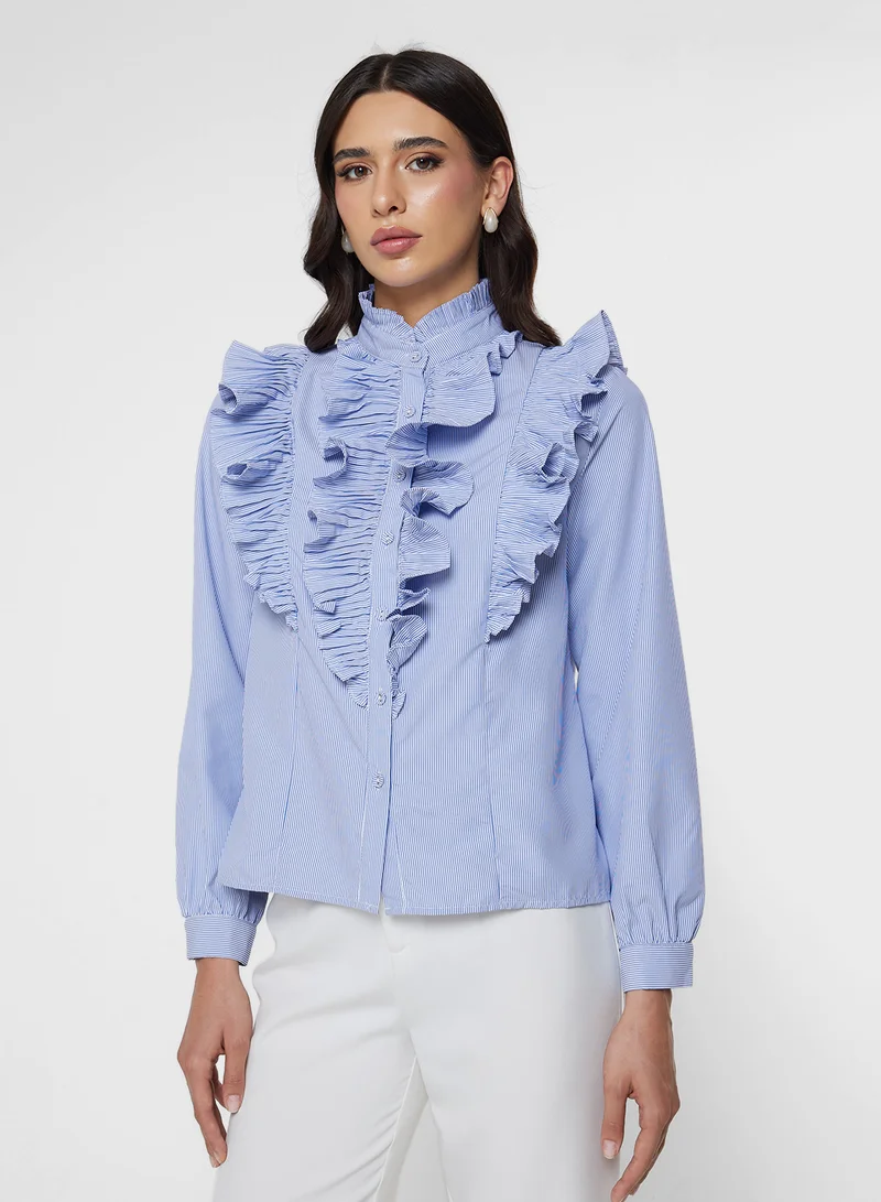 ايلا Button Down Shirt With Baby Ruffles