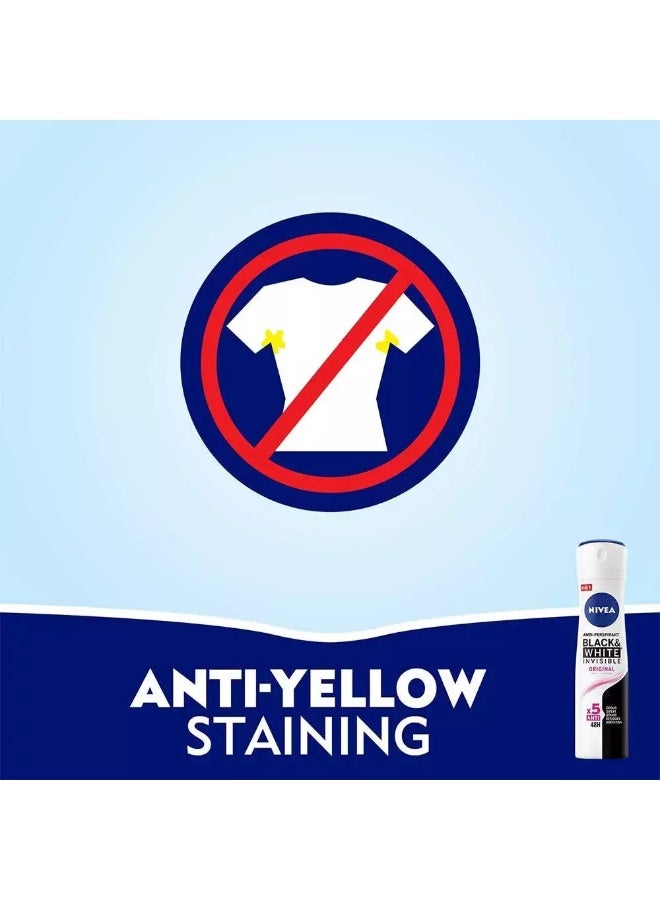 NIVEA Black and White Invisible Original Deo Spray, Antiperspirant for Women, Spray 150ml - Image 4
