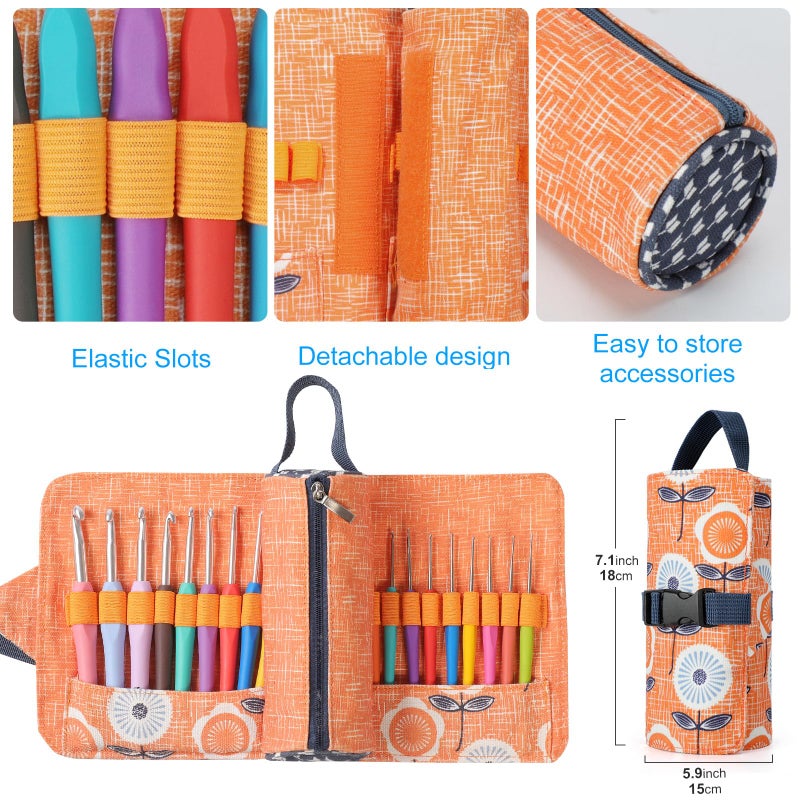 Vodiye 21 Sizes Ergonomic Crochet Hooks Set 0.5â€“10.0mm with Roll Bag, Soft Grip Crochet Needles for Crocheting Comfort - Image 3