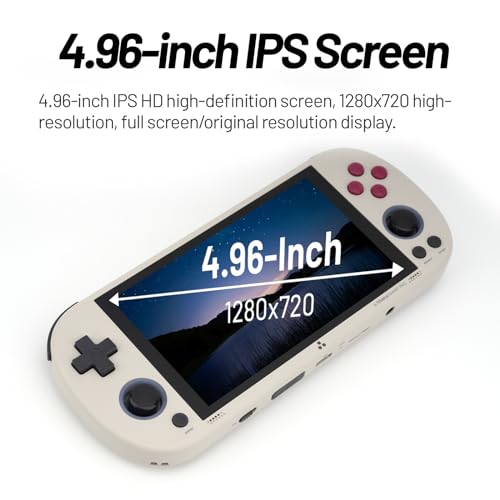 HANHIBR Trimui Smart Pro Handheld Game Console 4.96-Inches Display Game Console, Linux System with Allwinner A133P Processor Built-in 64G TF Card White - Image 2