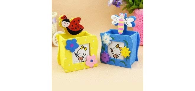 Goldleaf Wooden Stationery Pen Stand With Photo Frame Birthday Return Gifts For Kids (Multicolor, Pack Of 6), Multi-Coloured - Image 5