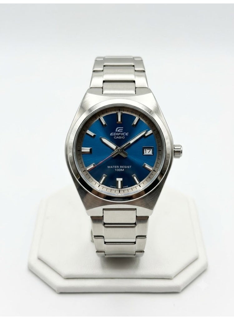 Casio Edifice Men's Stainless Steel Watch with Blue Dial and Date