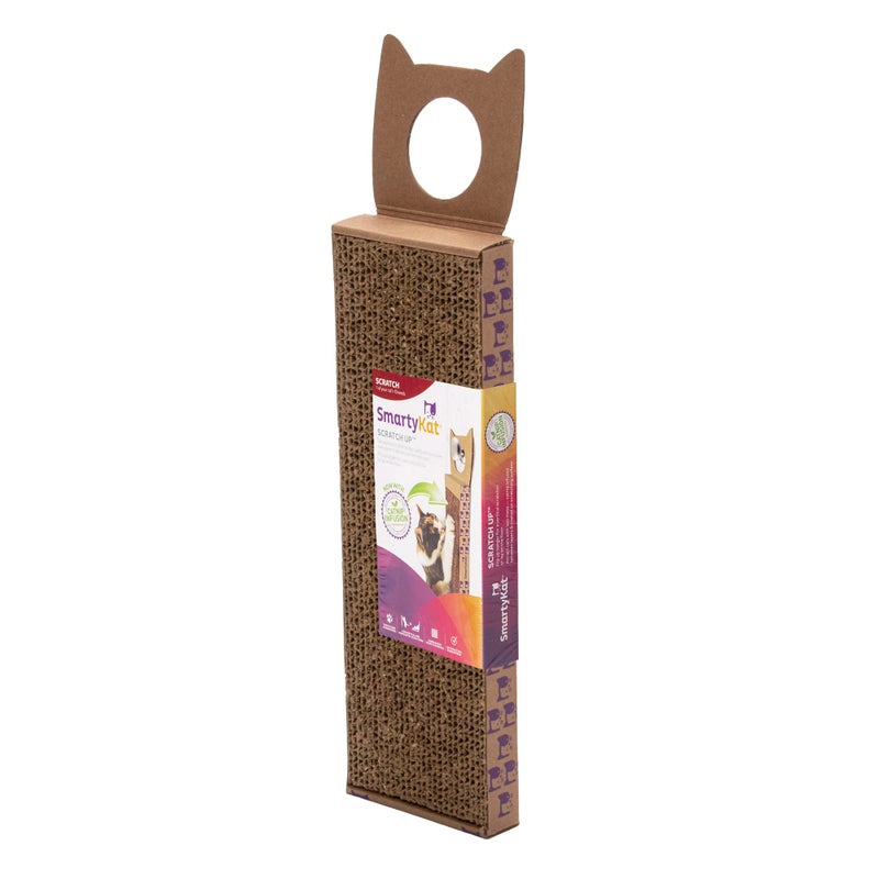SmartyKat Scratch Up Corrugated Hanging Cat Scratcher, Catnip Infusion Technology - Brown, Single Wide - Image 1