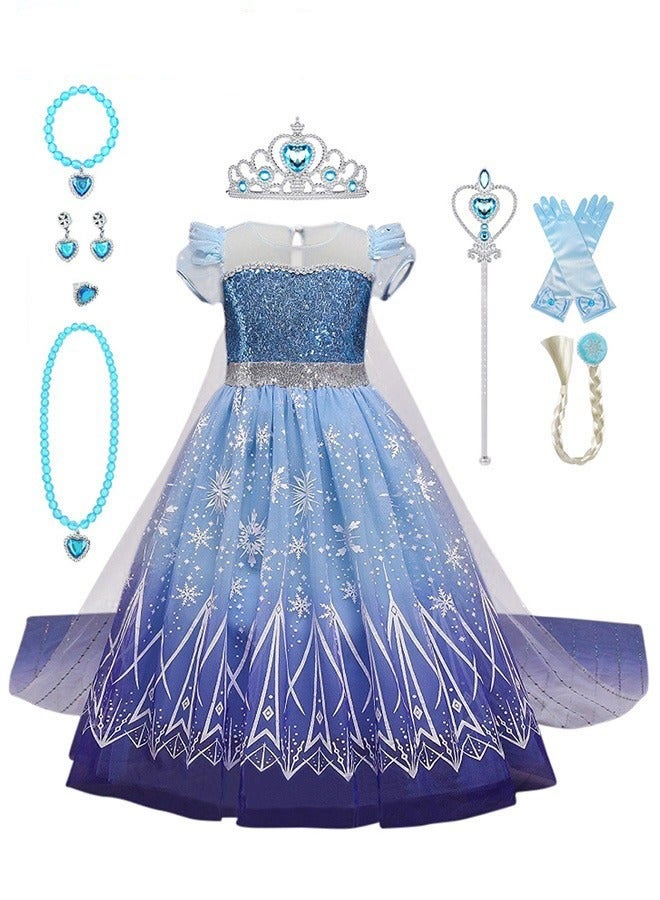 دوركو مجموعة زي الأميرة الأنيقة مع 8 إكسسوارات ورأس قابل للإزالة للبنات ، مثالية لحفلات اللباس الرائعة وأيام الميلاد والحفلات الرفيعة وأنشطة الكوسبلاي ، الحجم: 130 سم - Image 1