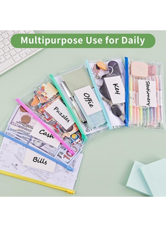 JARLINK 10 Pcs Poly Zip Envelope, A6 Size (9 X 4.7In) Plastic Zipper Pouches With Label Pocket, 10 Colors, Reusable Clear Pencil Bags For School And Office Supplies  - Image 4