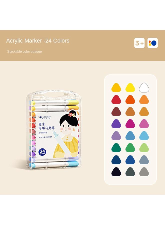 Bluejw Enmi Acrylic Marker Pen For Primary School Children Opaque Kindergarten Special Watercolor Pen Stackable Non-toxic Washable  - Image 1