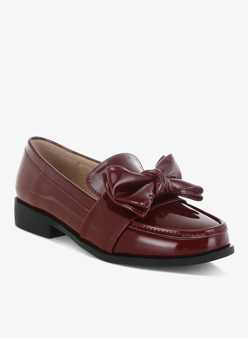 London Rag London Rag Women's Classic Chunky Bow Loafers In Burgundy