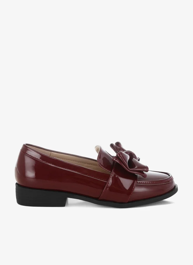 London Rag London Rag Women's Classic Chunky Bow Loafers In Burgundy