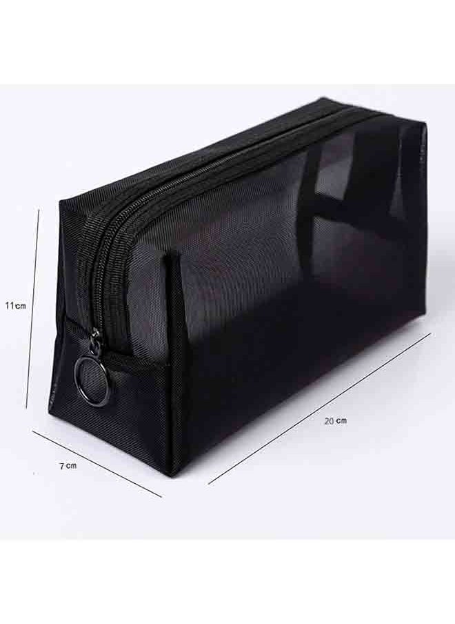 Generic 1PC Black Square Pencil Case - Large Capacity Breathable Transparent Mesh Nylon Pouch, Multi-Use for Stationery or Cosmetic Bag  - Image 4