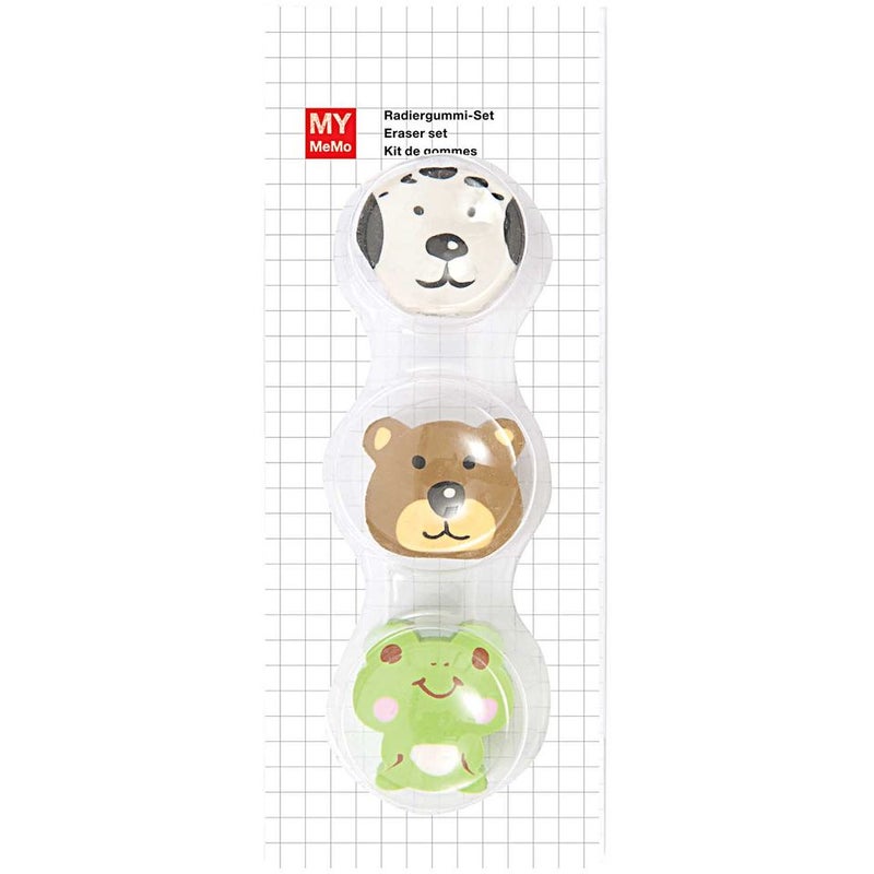RICO DESIGN Eraser Set - Animal Faces 1 (Set Of 3)