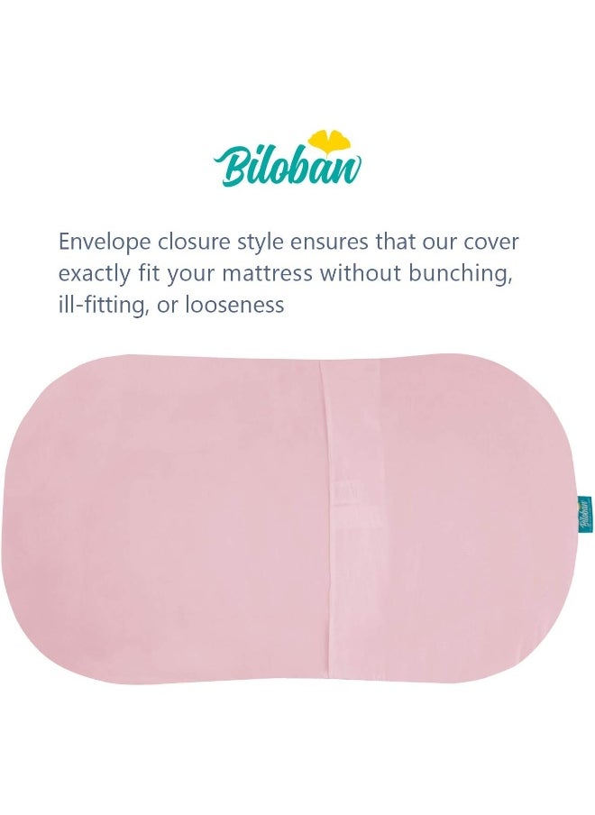Biloban Biloban Bassinet Mattress Cover Compatible with Halo Bassinest Swivel Sleeper Bassinet Mattress Pad, 2 Pack, Microfiber, Waterproof and Soft, Pink  - Image 4