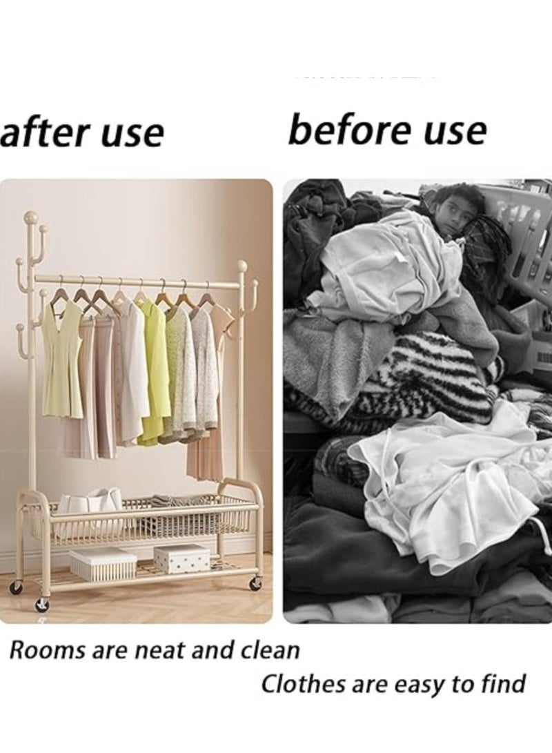 Generic Freestanding Metal Clothing Rack with 2-Tier Storage Racks Garment Coat Rack with Wheels 100*36*172 CM  - Image 2