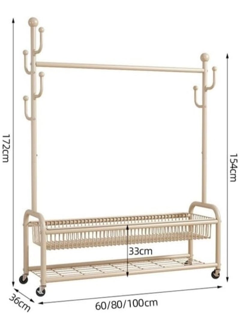 Generic Freestanding Metal Clothing Rack with 2-Tier Storage Racks Garment Coat Rack with Wheels 100*36*172 CM  - Image 3