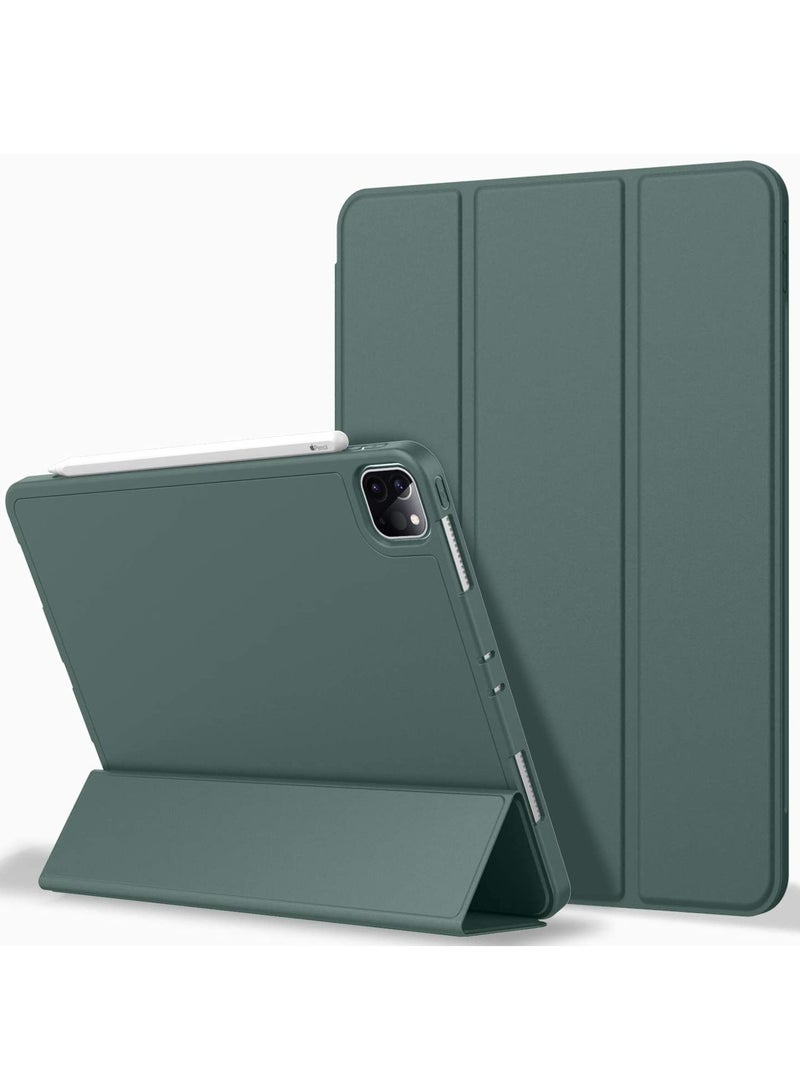 ZryXal iPad Pro 12.9 Case 2020 with Pencil Holder (4th Generation), Premium Protective Case Cover with Soft TPU Back and Auto Sleep/Wake Feature for 2020/2018 iPad Pro 12.9 (Midnight Green) - Image 1