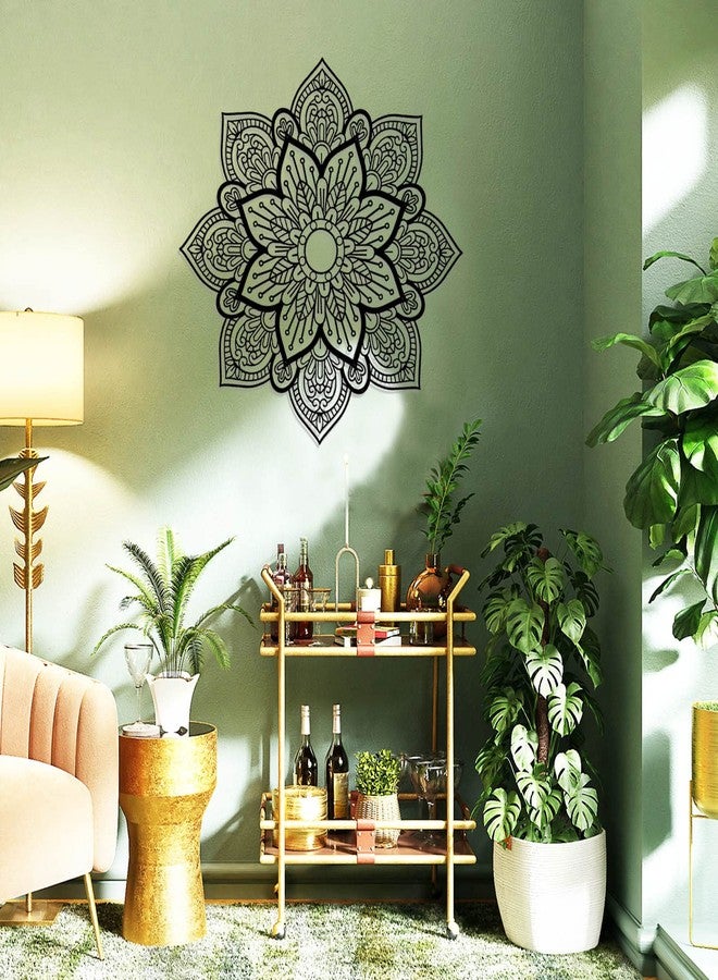 Resama Black Large Metal Round Mandala Wall Decor, Unique Lotus Flower Wall Art for Living Room Bedroom Bathroom Corridor Home room and Office decoration - Image 3