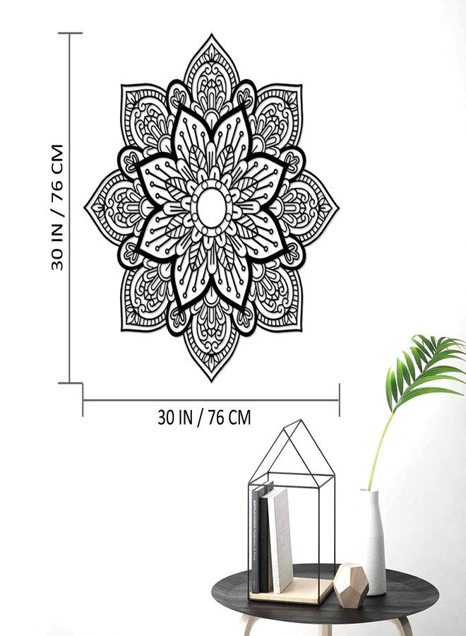 Resama Black Large Metal Round Mandala Wall Decor, Unique Lotus Flower Wall Art for Living Room Bedroom Bathroom Corridor Home room and Office decoration - Image 2