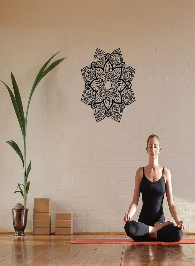 Resama Black Large Metal Round Mandala Wall Decor, Unique Lotus Flower Wall Art for Living Room Bedroom Bathroom Corridor Home room and Office decoration - Image 4