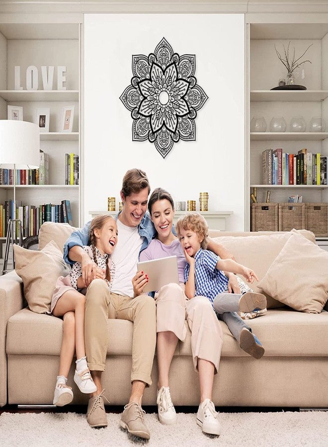 Resama Black Large Metal Round Mandala Wall Decor, Unique Lotus Flower Wall Art for Living Room Bedroom Bathroom Corridor Home room and Office decoration - Image 5