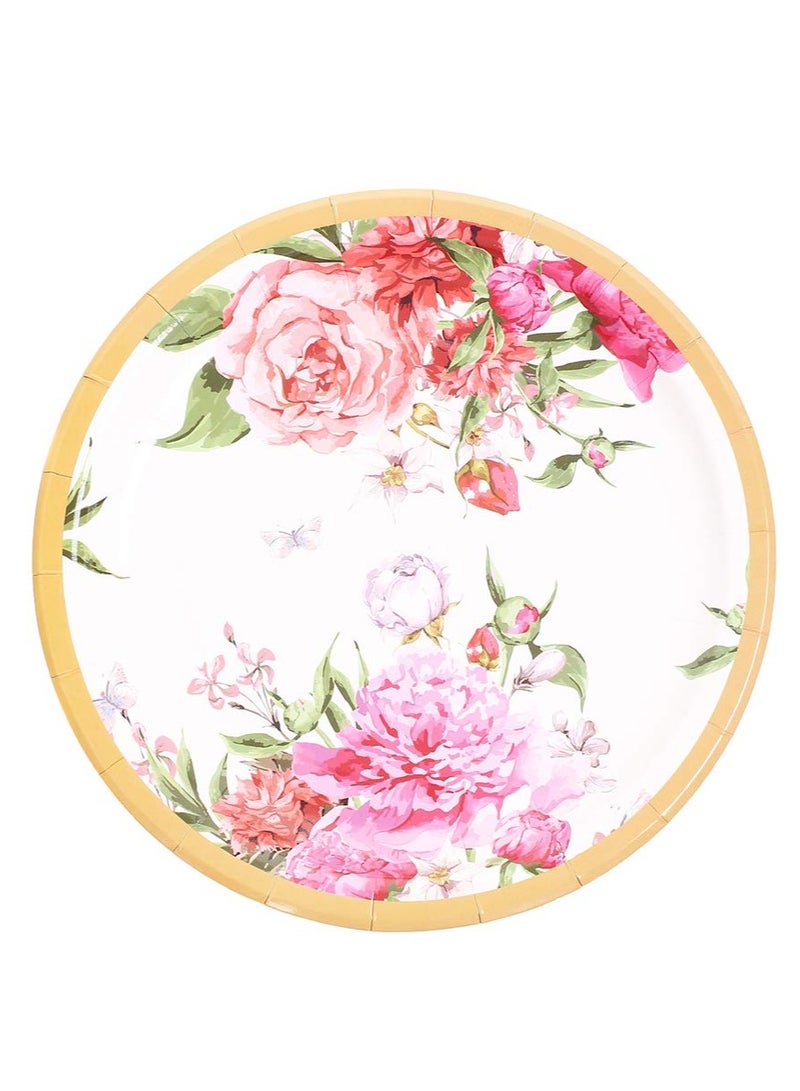 KASTWAVE Floral Party Supplies Set,Tea Party Dinnerware Set for Baby Shower Plates Bridal Shower Wedding Shower Flower Birthday Decorations Garden(Serves 16) - Image 3