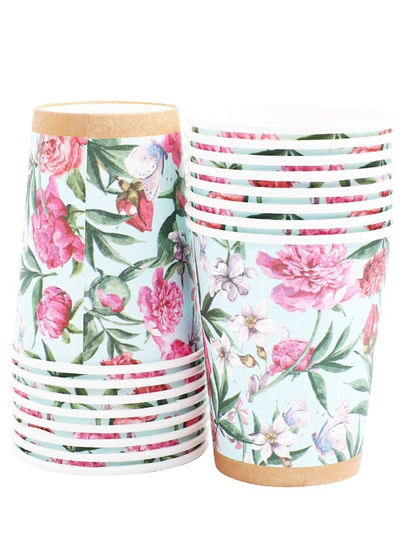 KASTWAVE Floral Party Supplies Set,Tea Party Dinnerware Set for Baby Shower Plates Bridal Shower Wedding Shower Flower Birthday Decorations Garden(Serves 16) - Image 4