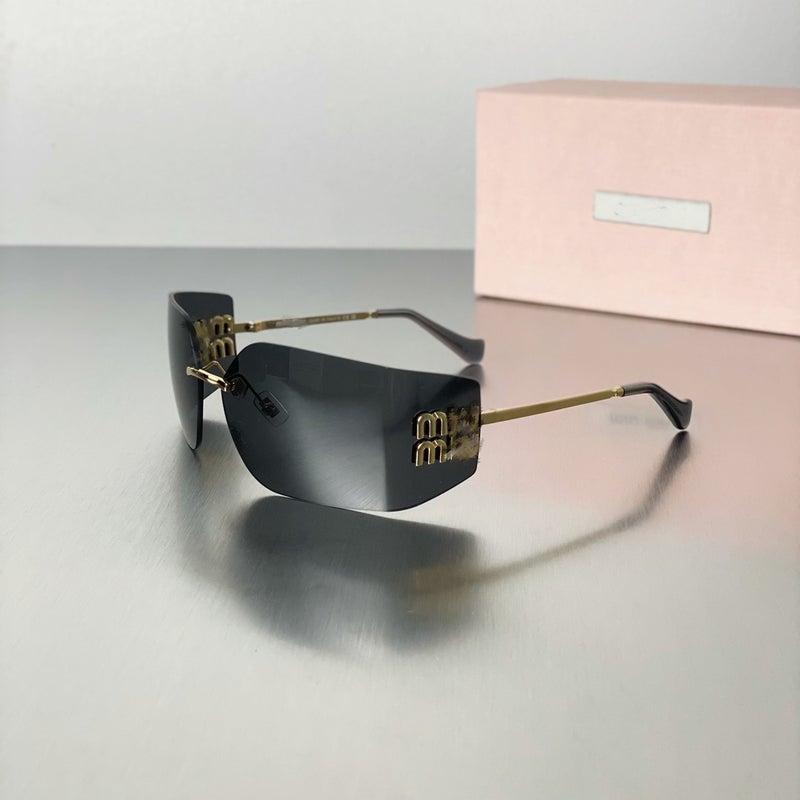 Generic Retro Frameless Sunglasses Unisex Miu54Y Black 