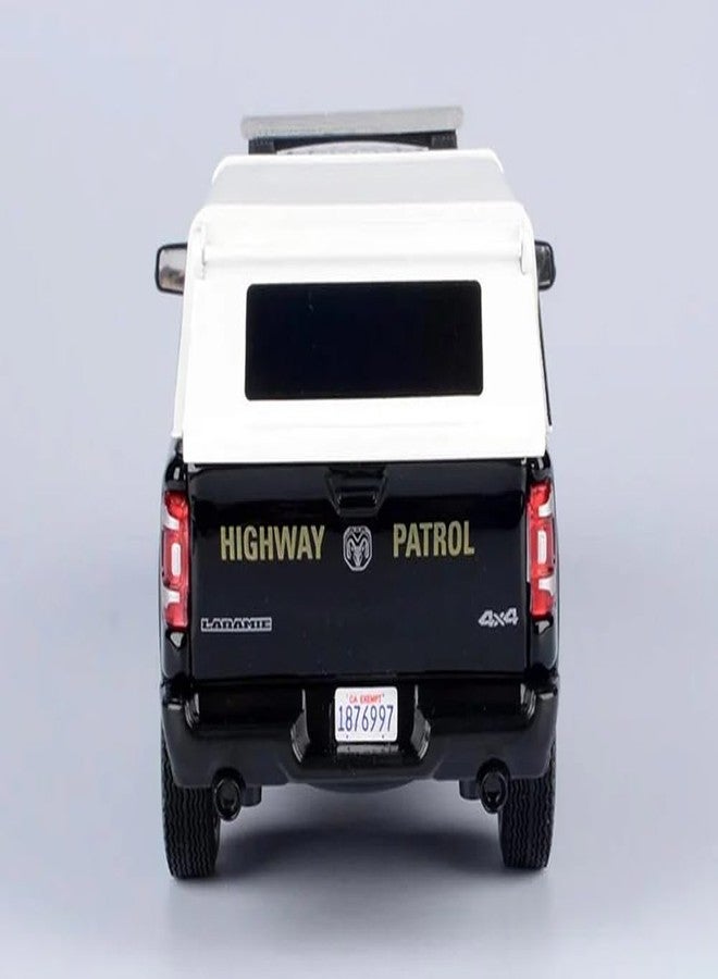 MOTORMAX 2019 1500 Crew Cab Pickup Truck California Highway Patrol Black and White with Truck Bed Camper Law Enforcement and Public Service Series 1/27 Diecast Model Car by Motormax 76997 - Image 4