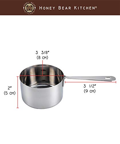 Honey Bear Kitchen 1 Cup 240 ml Measuring Scoop Cups, Polished Stainless Steel (Set of 2) - Image 2