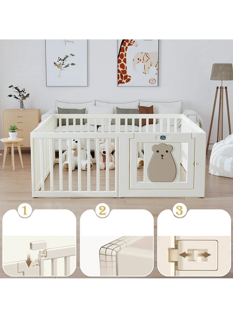 Little Story Portable Playpen With  Door- Bear White - Image 5