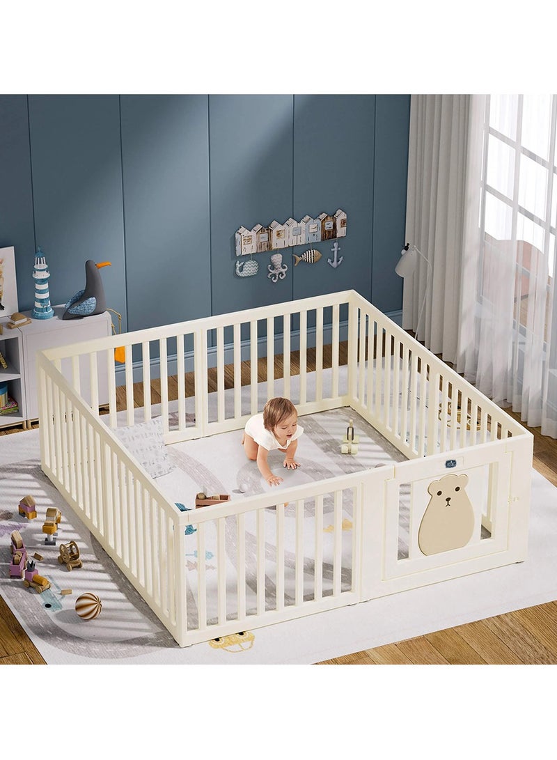 Little Story Portable Playpen With  Door- Bear White - Image 4