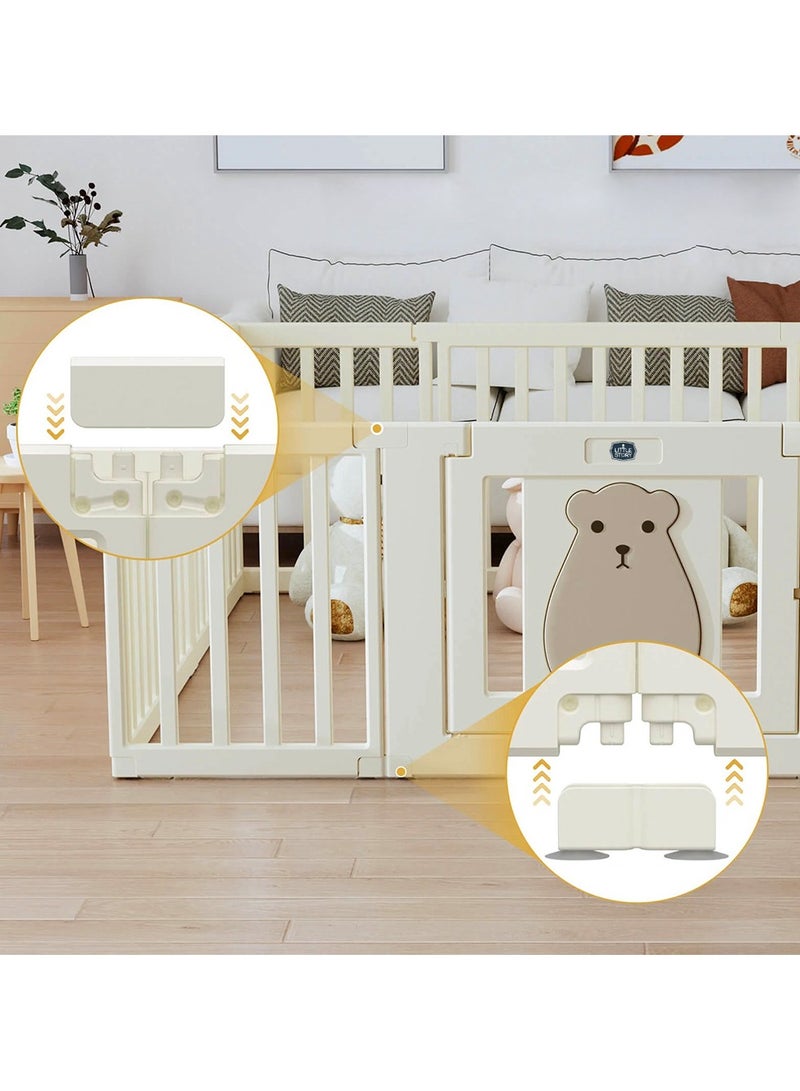 Little Story Portable Playpen With  Door- Bear White - Image 3