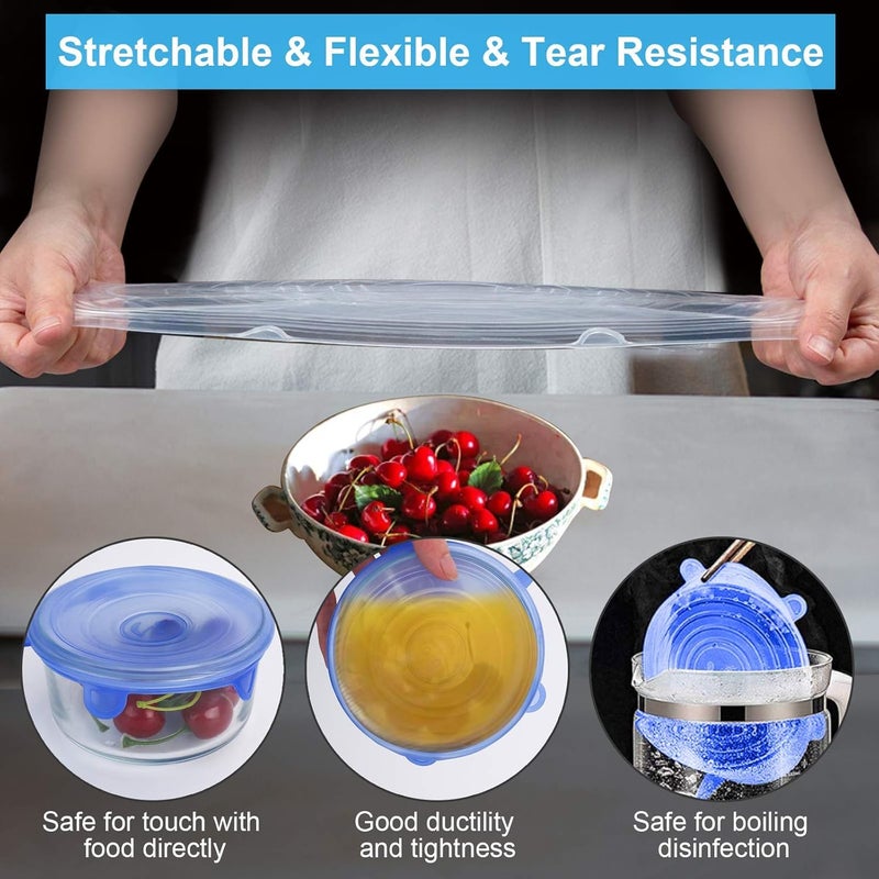 RIPIENO - Silicone Stretch Lids, Multi Size Reusable Silicone Lids Food And Bowl Covers, Dishwasher And Freezer Safe (Pack Of 6 Pcs), 10x10x2 Cm - Image 5