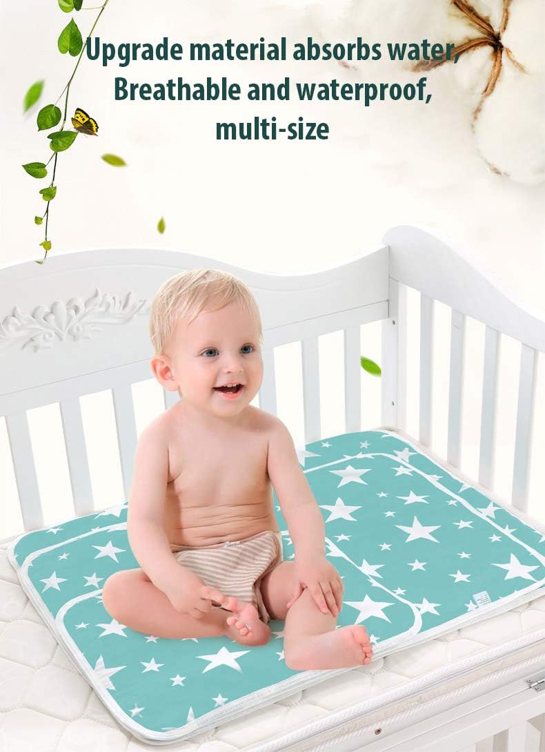 SYGA Baby 1 Piece Large Waterproof Bed Protector Dry Sheet,Washable Reusable Bed Protector_Blue Star - Image 4