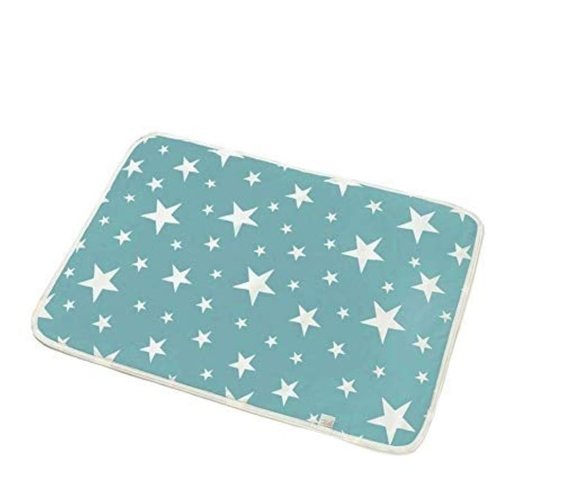 SYGA Baby 1 Piece Large Waterproof Bed Protector Dry Sheet,Washable Reusable Bed Protector_Blue Star - Image 1