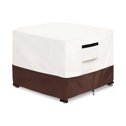Aacabo Patio Ottoman Cover32W x 32D x 18H inchWaterproof Square Patio Small Side Table CoverSuitable for 3Piece Outdoor Wicker Patio Bistro Set Side TableBeige - Image 1
