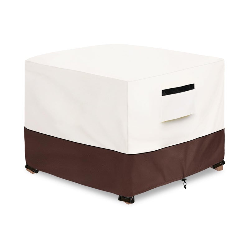 Aacabo Patio Ottoman Cover32W x 32D x 18H inchWaterproof Square Patio Small Side Table CoverSuitable for 3Piece Outdoor Wicker Patio Bistro Set Side TableBeige - Image 2