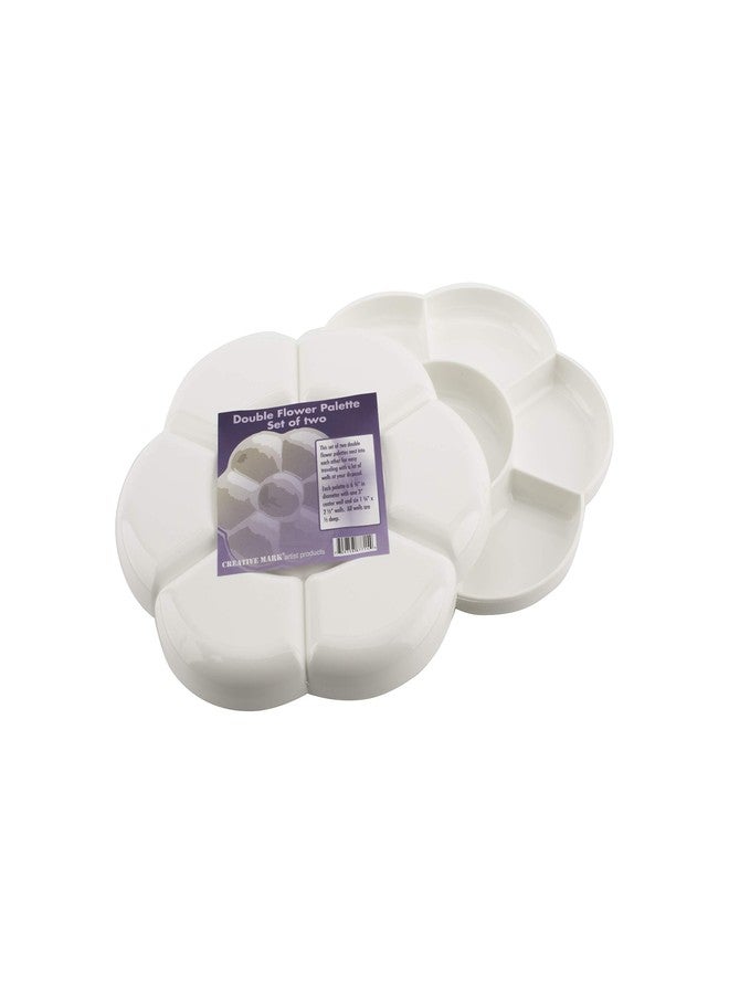 Creative Mark Double Flower Portable Stacking Watercolor Paint Palette -6-3/4" Diameter - Set of 2, 7 Color Wells Per Plastic Paint Palette Tray - Durable Color Mixing Tray Ideal for Plein Air Artists - Image 2