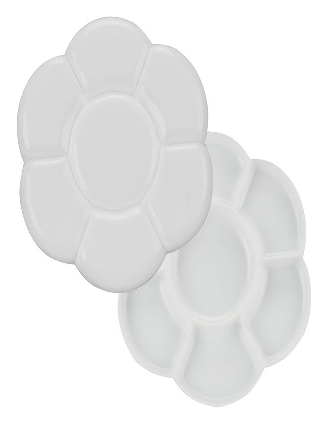 Creative Mark Double Flower Portable Stacking Watercolor Paint Palette -6-3/4" Diameter - Set of 2, 7 Color Wells Per Plastic Paint Palette Tray - Durable Color Mixing Tray Ideal for Plein Air Artists - Image 1