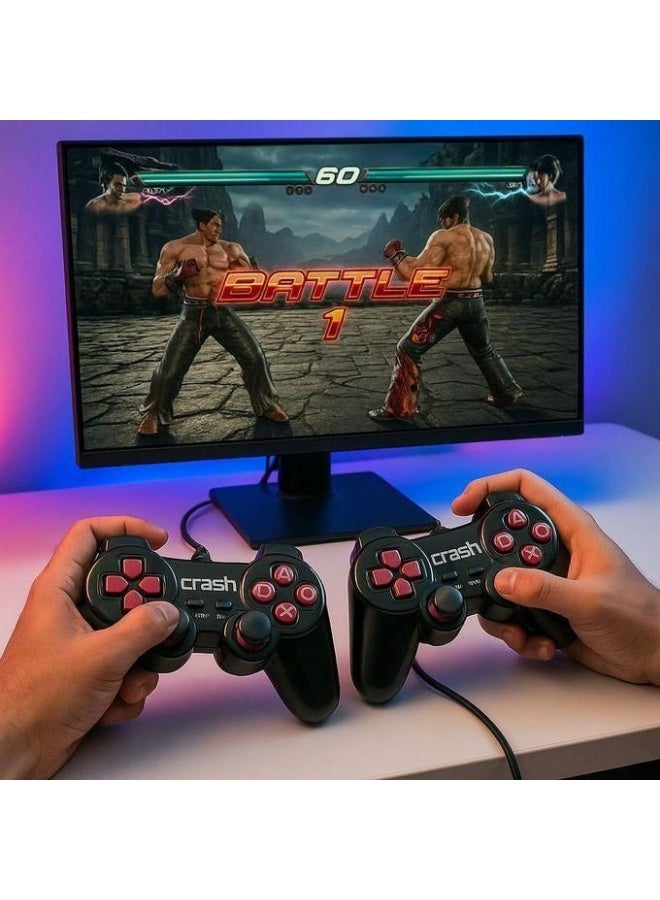 كراش Crash وحدة تحكم سلكية لبلاي ستيشن، متوافقة مع الكمبيوتر بألوان متعددة - Image 2