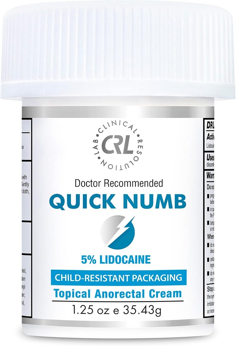 Clinical Resolution Clinical Resolution Quick Numb 5% Lidocaine Topical Numbing Cream for Fast Pain Relief, Maximum Strength Deep Penetrating Pain Relief Cream Anesthetic with Aloe Vera, Vitamin E 1.25 Oz