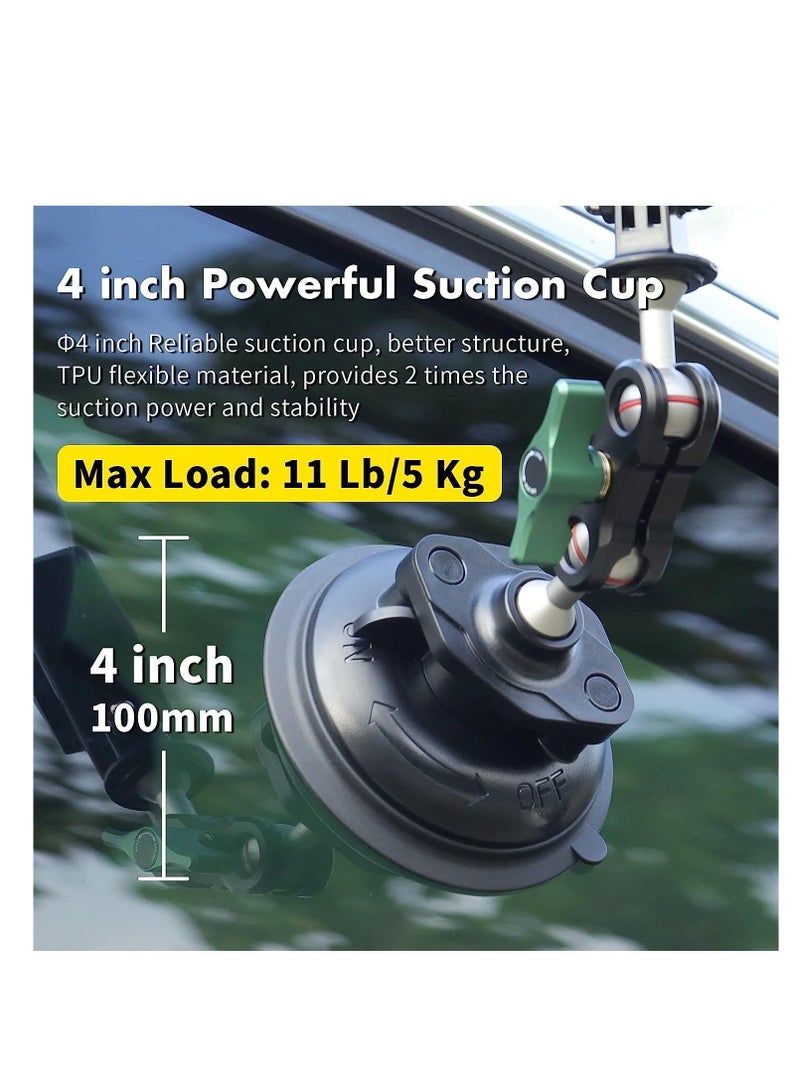 S1 Powerful Car Suction Cup Mount Holder, for Gopro Hero 11/10/9/8 Black DJI OSMO Action 3, 2 Camera Insta360 ONE RS, R, X3, X2 Accessories Aluminum Alloy Metal Cell Phone Holder - Image 2