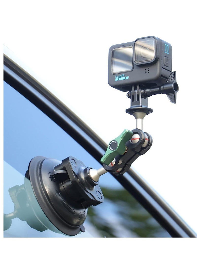 S1 Powerful Car Suction Cup Mount Holder, for Gopro Hero 11/10/9/8 Black DJI OSMO Action 3, 2 Camera Insta360 ONE RS, R, X3, X2 Accessories Aluminum Alloy Metal Cell Phone Holder - Image 1