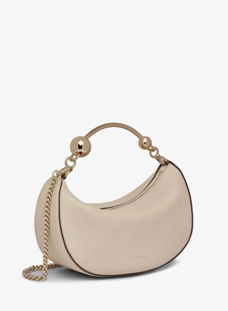 Leather Crescent Moon Top Handle Bag